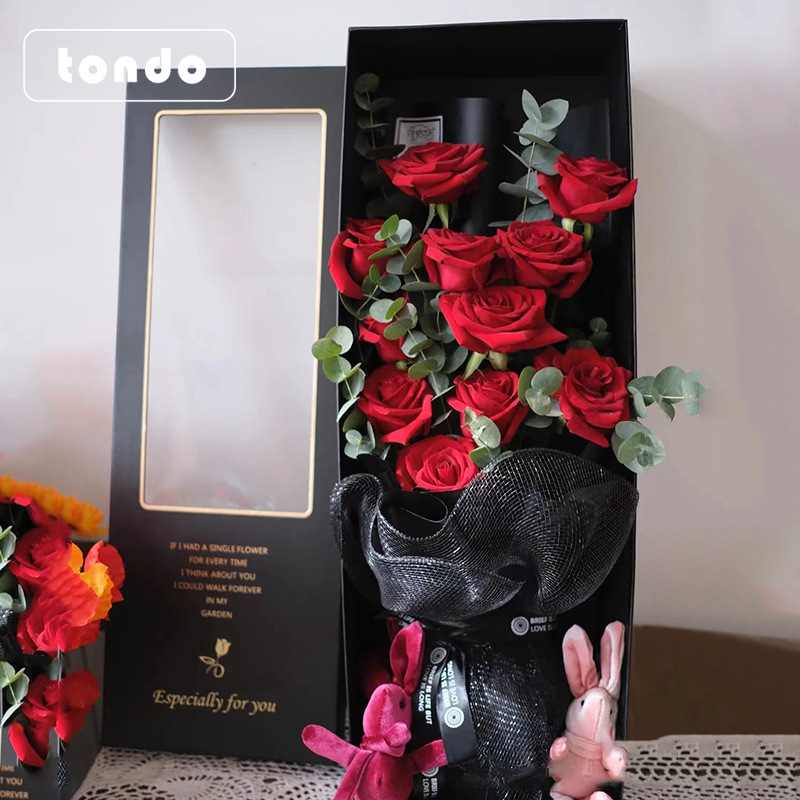 Juego de Dos Cajas de Regalo Rectangulares Tang De Golden Whisper con Ventana Transparente, Caja de Regalo Clásica con Diseño Floral, Venta al por Mayor