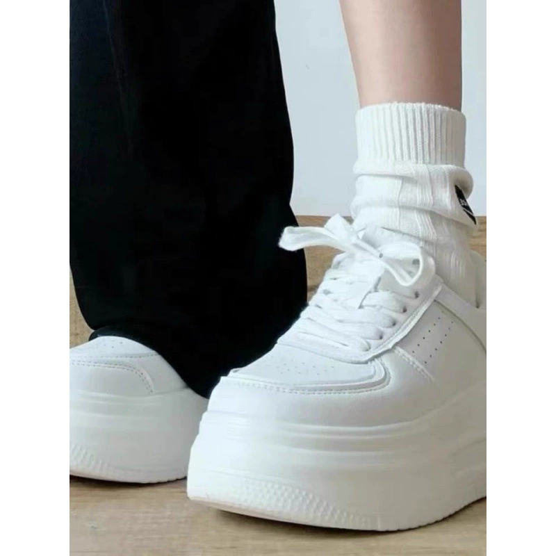 Трендовые износостойкие высокие белые туфли на платформе для отдыха, спортивная обувь, обувь
