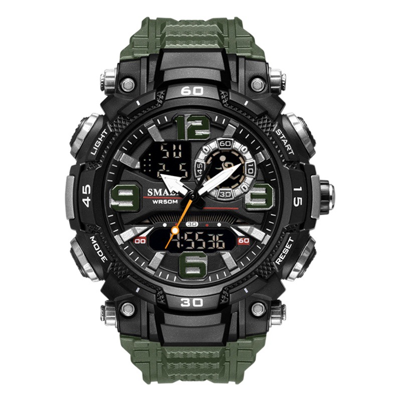 SMAEL Smale 1921 reloj deportivo de doble movimiento para hombres reloj de estudiante de alarma luminosa de sincronización multifunción