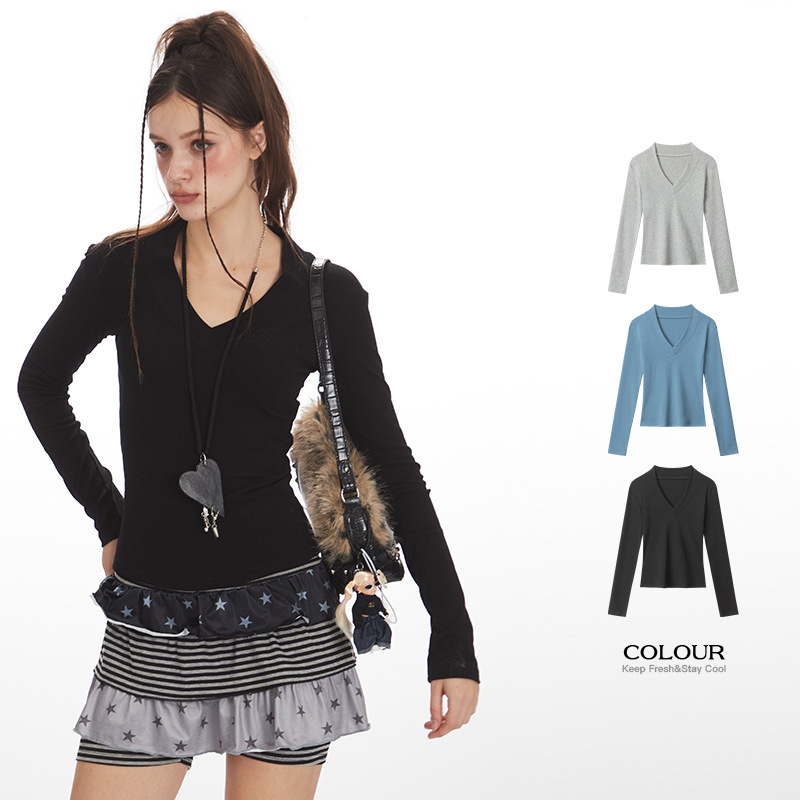 Heyhenry 【Clearance Sale】Long-Sleeve T-Shirt for Women, Spring and Autumn Season, Tight-Fitting Base Layer Top, Trendy Style