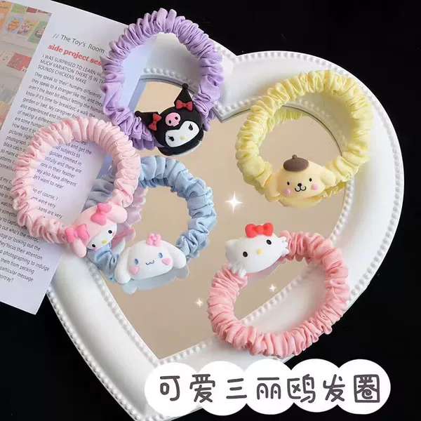 Cartoon Sanrio hair rope hair ring new girls small rubber band hair accessories little girl does not hurt the hair net red trembles supply