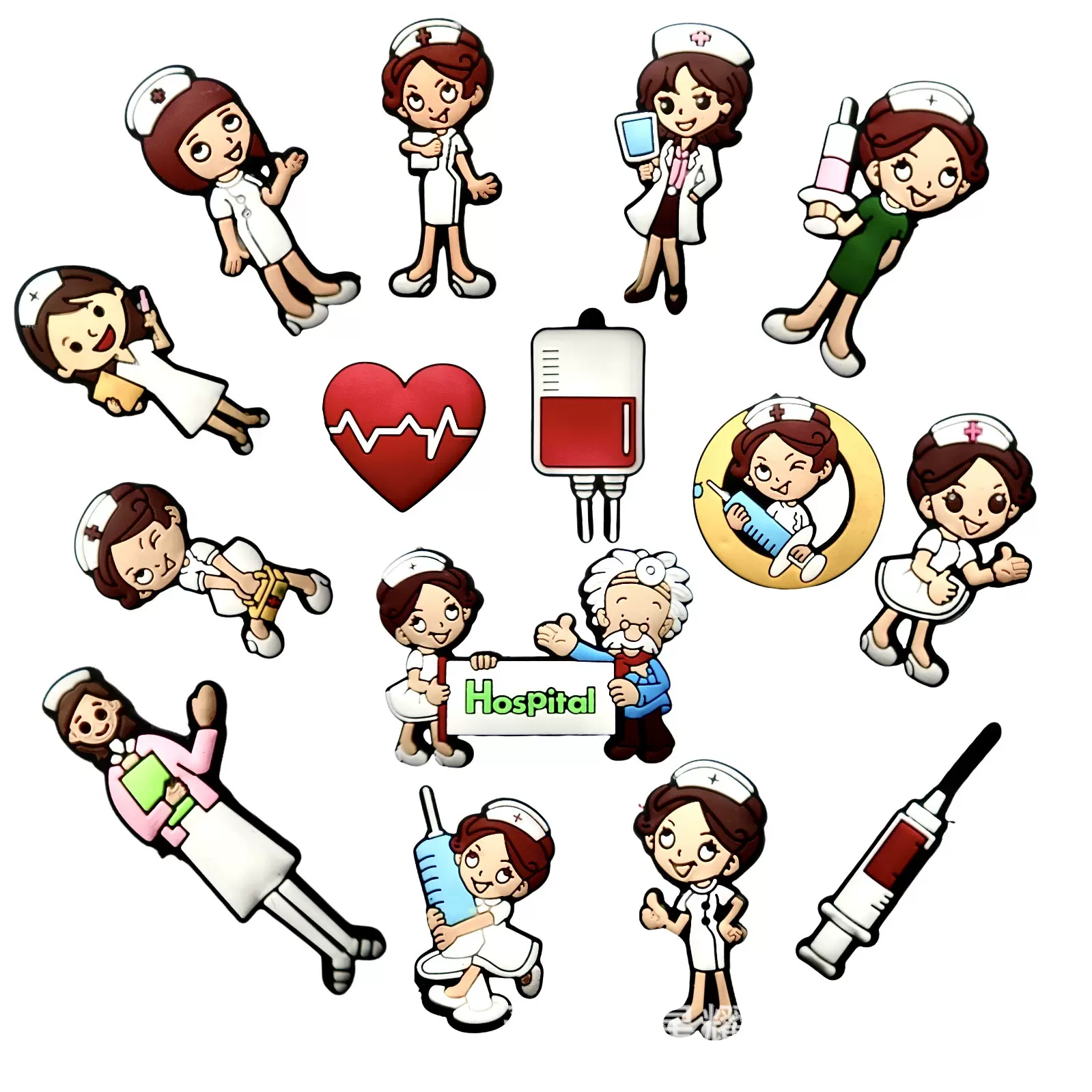 新医疗人物洞洞鞋鞋花鞋扣装饰扣洞洞鞋可拆卸鞋饰配件现货批发