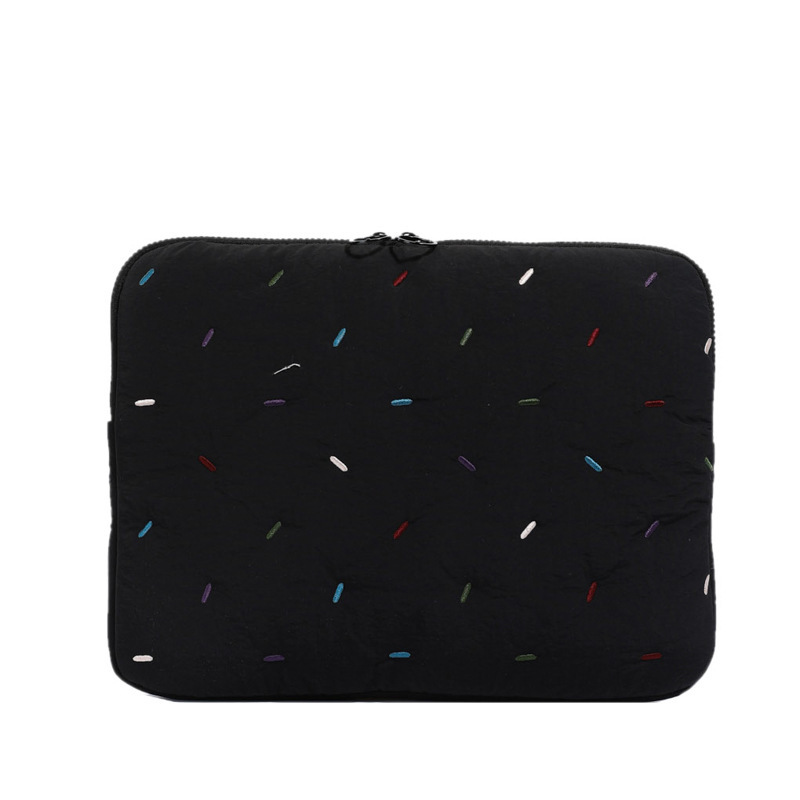 韓国版レインボーストリップ刺繍ソフトガールキャンディーカラーライナーバッグ 11inch ipad タブレットバッグ 14inch ラップトップバッグ|undefined