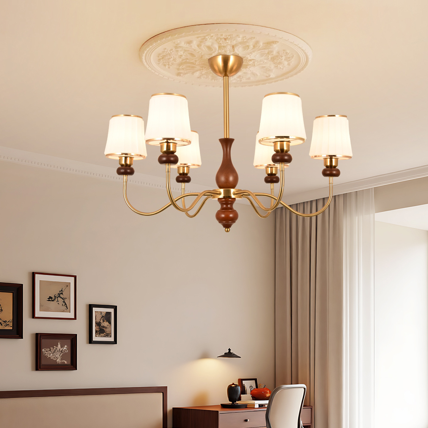 Lámpara de sala de estar francesa retro lámpara de lámpara de comedor lámpara de dormitorio 2026 nuevo estilo medieval lujoso lámpara de luz Zhongshan L271