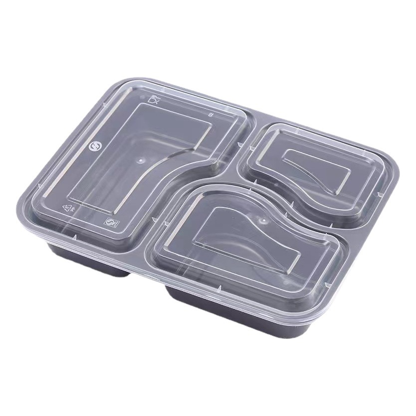 Disposable Fast Food Box Four-Compartment Rectangular Take-Out Box Five-Six-Compartment Round Food Tableware Plastic Fast Food Box
