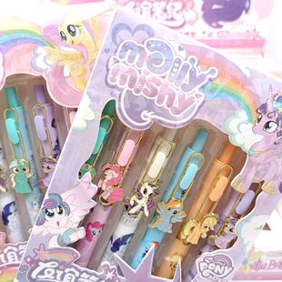 Cartoon Girl's Heart Pony Polly Boxed Pen for Primary and Secondary School Students Cute High Color Value Writing Press Gel Pen