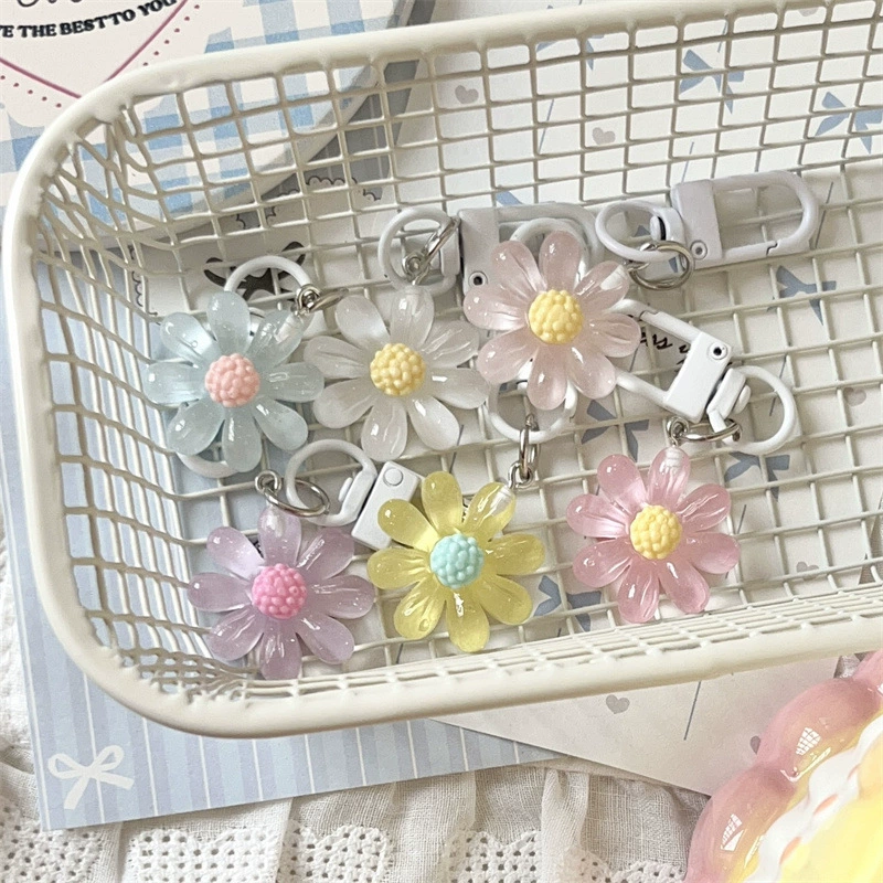 Прозрачный свежий брелок, мультяшная пластиковая карта-подвеска, сумка для младших школьников, в цветочек, подарок на день рождения