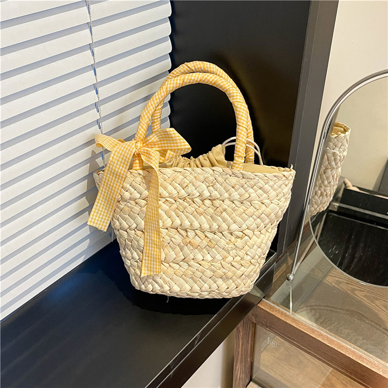 新款草编包包大容量潮流可爱蝴蝶手提篮子田园编织休闲单肩沙滩包