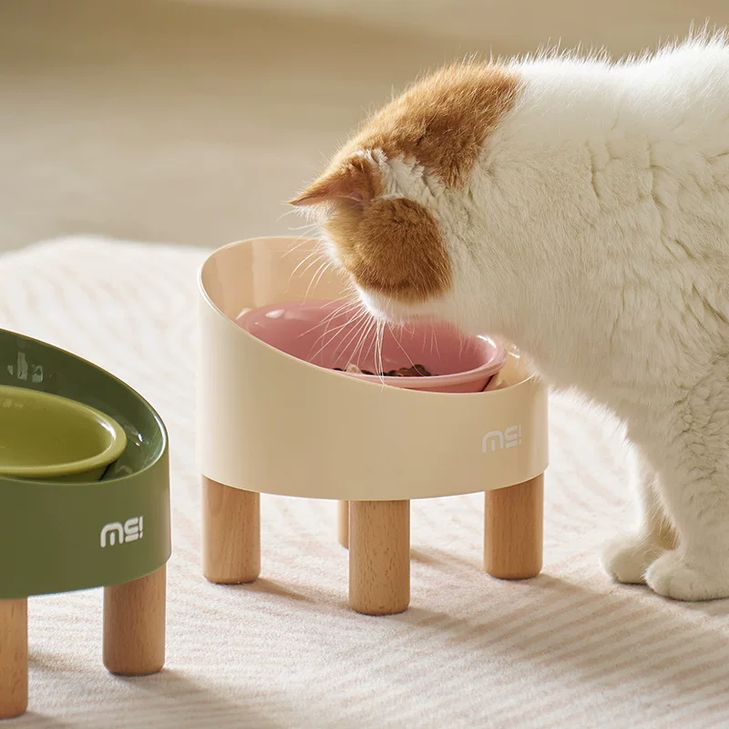 小猫碗 керамическая миска для кошек керамическая миска с высоким основанием, косой/наклонный шей, защита от опрокидывания, миска для риса, миска для еды, предотвращение опрокидывания, поилка для животных