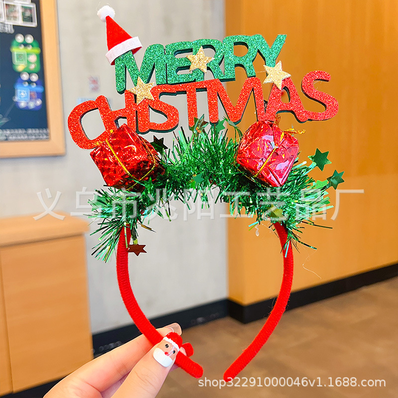 Bonito tocado de Santa Claus sombrero 2025 nuevo arco de mujer corno de ciervo adornos para el cabello árbol de Navidad creativo tocado