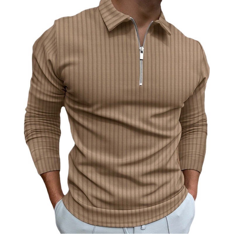 Venta caliente transfronteriza 2023 estación independiente primavera y verano AliExpress Amazon nuevo 3D impreso de manga larga Polo cremallera hombres