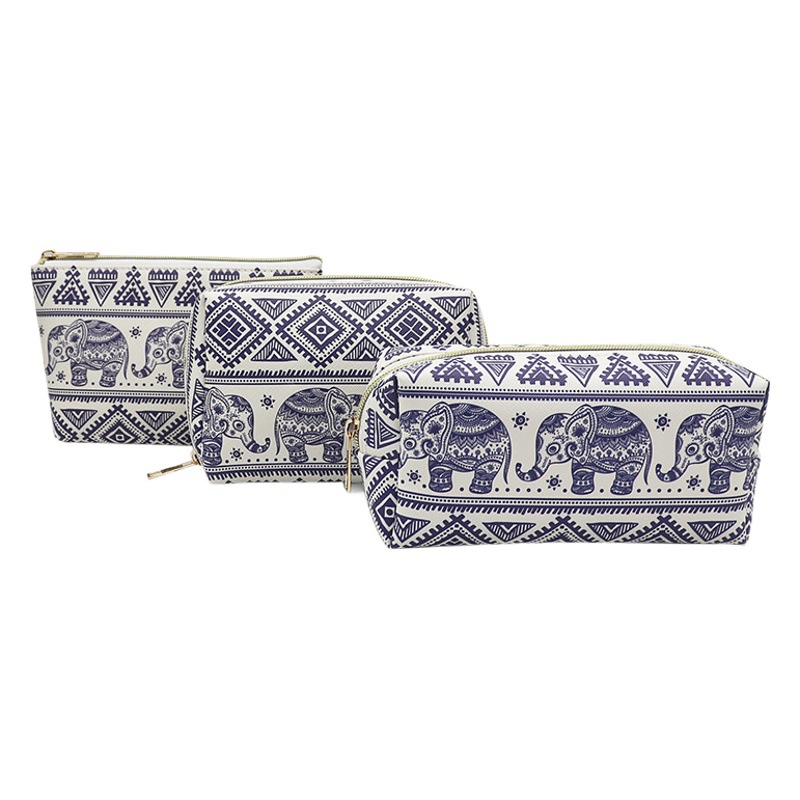 Transfronterizo nuevo elefante impreso bolsa de cosméticos de cuatro piezas de gran capacidad bolsa de almacenamiento de embrague Portátil Bolsa de lavado a prueba de agua