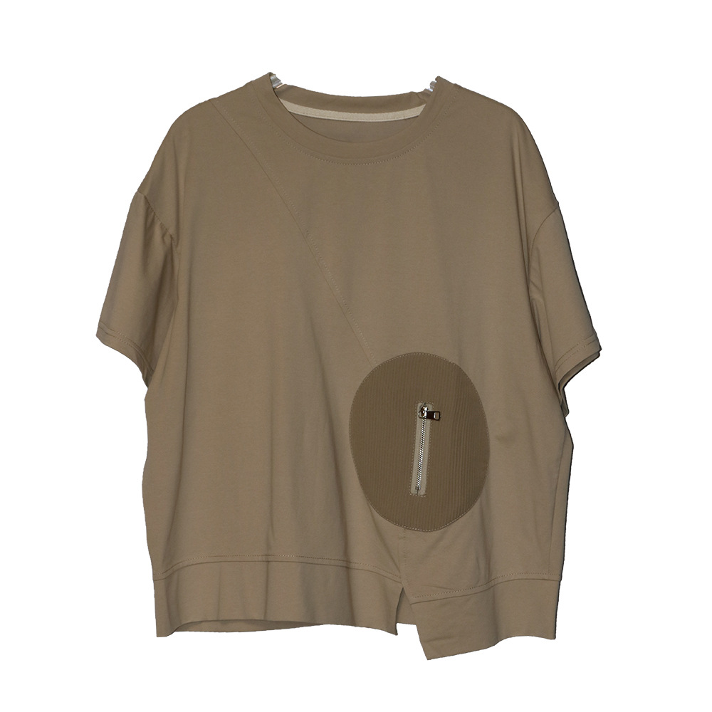 250373暗黑系山本风潮女装夏季新款不规则口袋拉链圆领短袖T恤潮 pic 15