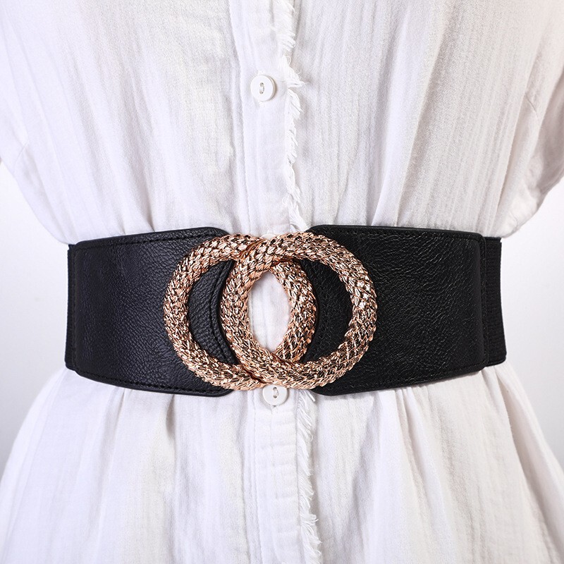 High-Waisted Women's Elastic Belt, Fashionable Elastic Wide Girdle, New Casual Skirt Decorative Belt, Hollow and Versatile