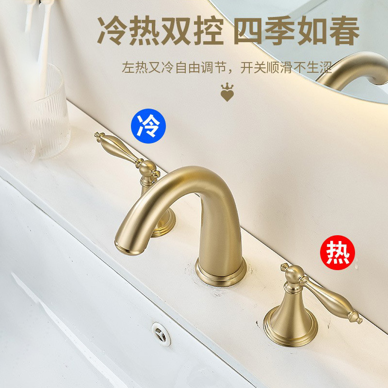 Lucky Cat three-hole hand washing face Basin faucet hot and cold dual-use bathroom counter bathroom concealed induction sanitary ware