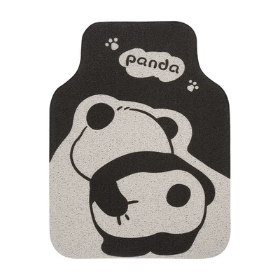 Blue Rain Car Floor Mats Cute Panda Wire Ring Can Be Cut and Easy to Clean Universal Anti-Slip Car Interior Protection Mat Foot Mat (Universal Foot Pad) - naughty-panda-in-front-of-the-mat