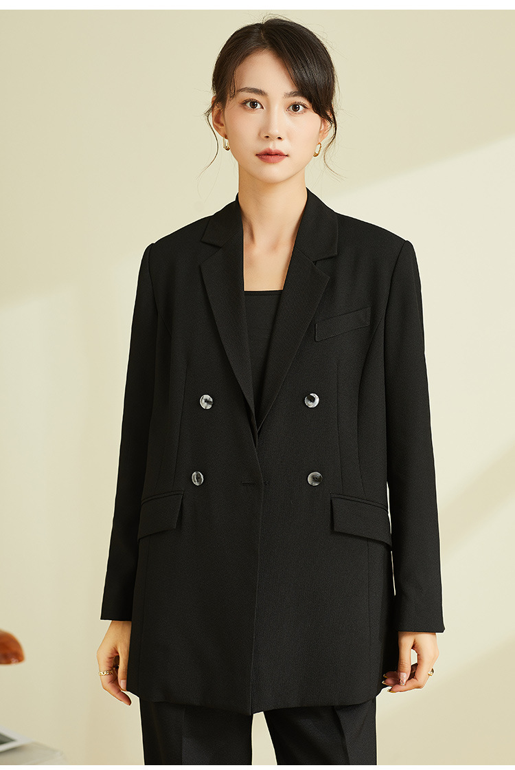 Áo blazer nam cổ chữ V thiết kế dây buộc, chất liệu vân, form slim — Màu Đen (không có cổ áo) chi tiết 22
