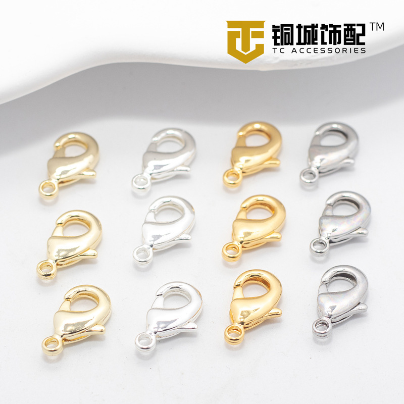 14K Pack Gold Lobster Buckle Color Retain Plating Real Gold Copper Accessories Handmade diy Jewelry Golden Coil Buckle Spring Buckle 14K Pack Gold Lobster Buckle Color Retain Plating Real Gold Copper Accessories Handmade diy Jewelry Golden Coil Buckle Spring Buckle