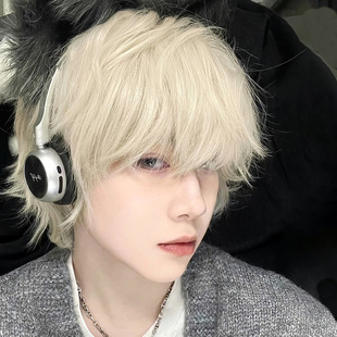 Cheng Ming Wig Men's White Blonde Short Hair Zhengtai Gay Boys Daily Matte Wan Han Edition Handsome Full Head Cover