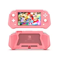 Защитный чехол (Nintendo Switch Lite) TPU резиновая жесткая оболочка, встроенная ручка, Фуксия/Черный/Зелёный