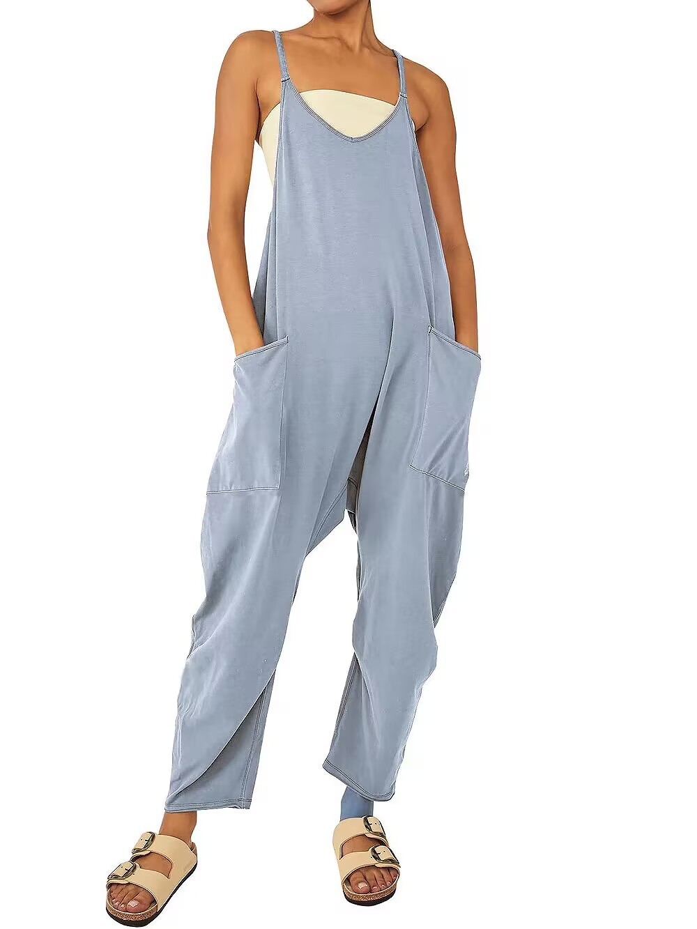2022 mujeres europeas y americanas ropa Amazon tamaño estación independiente popular color sólido cremallera parche bolsa Sling jumpsuit grasa cadera Pantalones