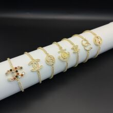 跨境热卖满钻锆石小香家双C手链可抽拉欧美轻奢饰品亚马逊爆品