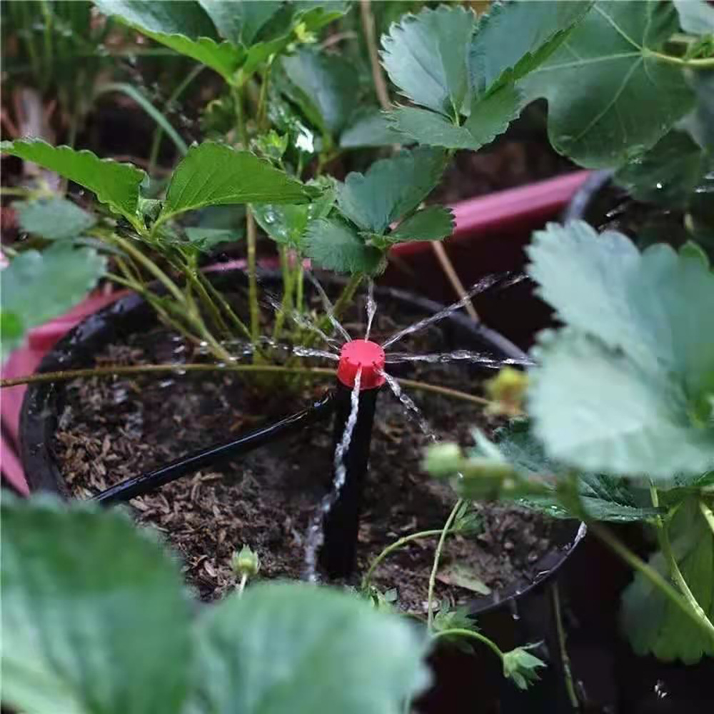 13cm de caída de sombrero rojo pequeño cabezal de goteo puede ajustar el flujo rojo de ocho agujeros rociadores árboles frutales rociadores de riego automático riego de flores