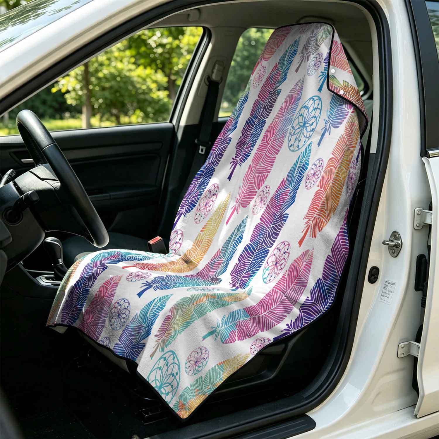 Geometric Bath Towel Car Seat Cover 2-in-1 Microfiber Outdoor Beach Car Dual-Use Universal Seat Cushion