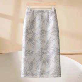 女士2025新款半身裙夏季薄款中长款西装裙时尚刺绣感直筒包裙