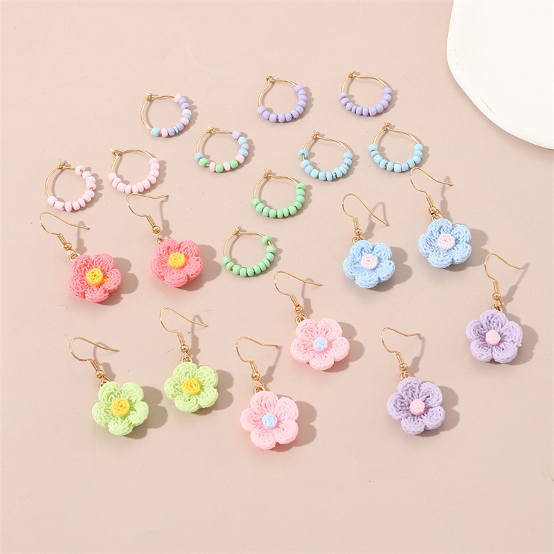 1 Set Simple Style Flower Plating Plastic Drop Earrings display picture 6