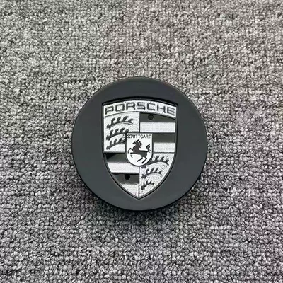 Porsche hub caps, McLaren: Hub cover - porsche-black-black-and-white-label-76mm