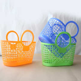 厂家销售塑料手提沐浴篮 坚固洗漱篮软篮子 塑料杂物篮卫浴收纳篮