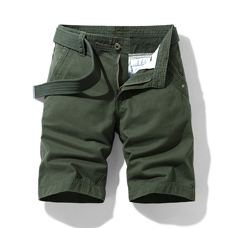 2022 nuevos pantalones cortos de verano de seis puntos pantalones cortos de playa de algodón para hombres pantalones de playa de Moda Verde estilo coreano pantalones Casuales