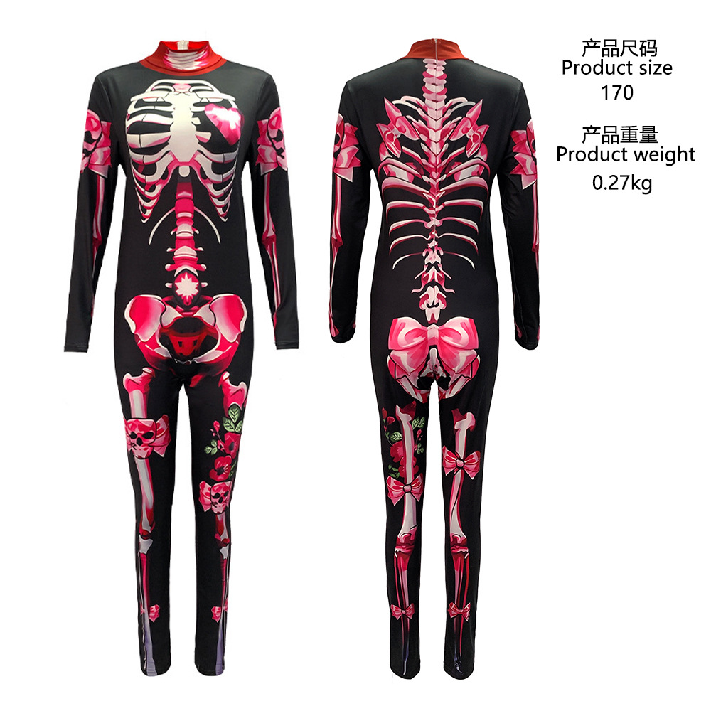 Mono de cosplay de esqueleto femenino para Halloween, disfraz de Grim Reaper para actuación en escenario, traje de cosplay, venta al por mayor transfronteriza.