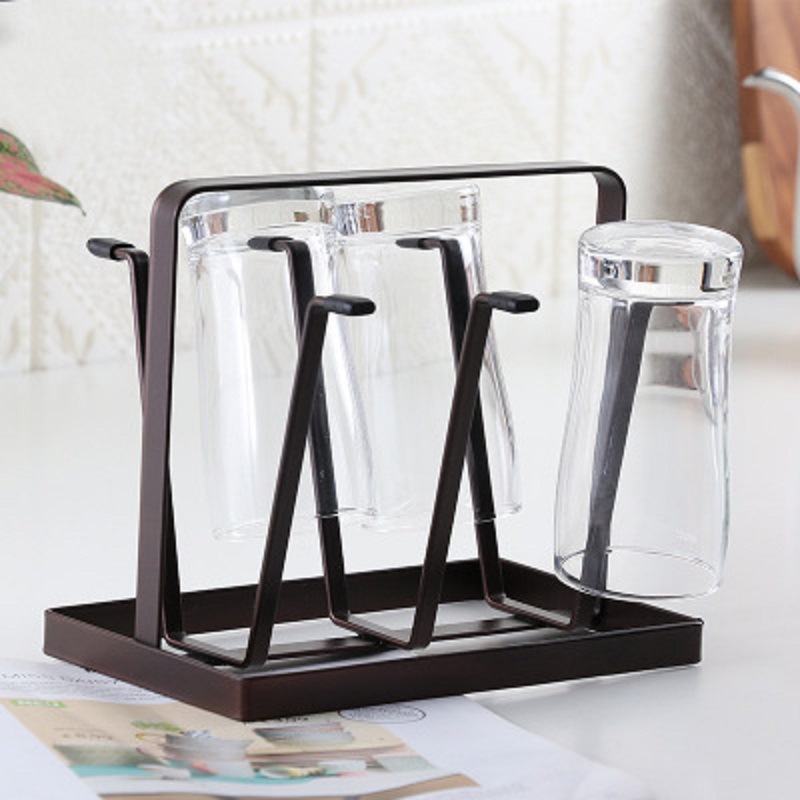 Estante de drenaje de metal taza de vidrio cocina casera estante de almacenamiento multifuncional taza japonesa hogar sala de estar portavasos