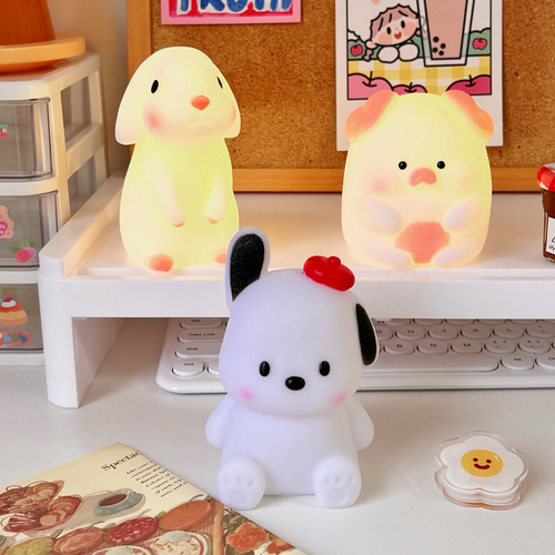 Creative fashionable cute cartoon dog personalized small table lamp student bedroom bedside lamp decorative night light simple and modern