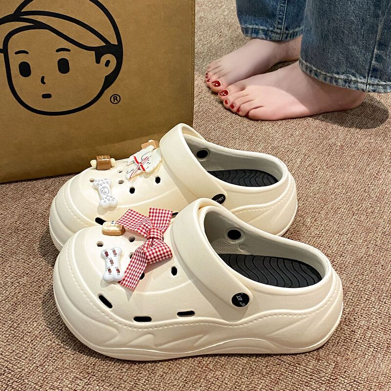 [Detachable] Summer New Versatile and Cute Clogs for Work Clothing, Two-Wear Eva Non-Slip Heightening Toe-Cap Slippers