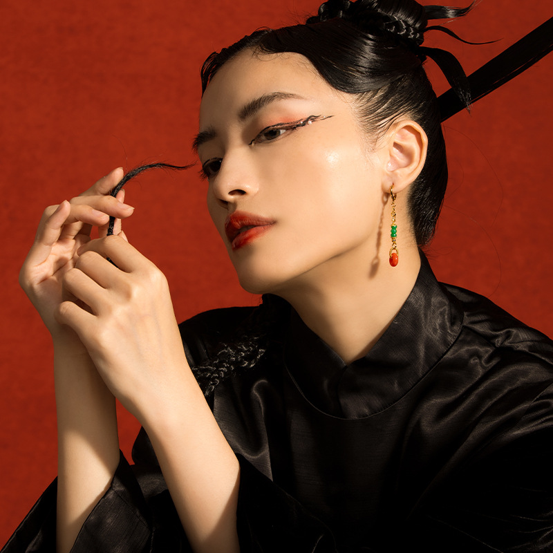 (2개) 재고 천연 불꽃 사우스 레드 귀걸이 여성용 S  도금 18K 골드 A 상품 에메랄드 안전 버클 귀걸이 공장