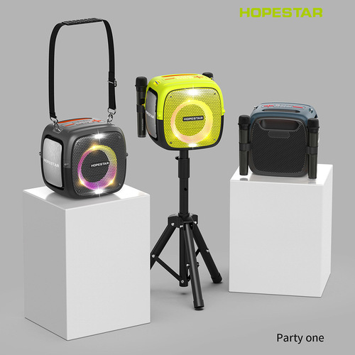 HOPESTAR Partyone high-power speaker dual microphone with bracket subwoofer outdoor audio