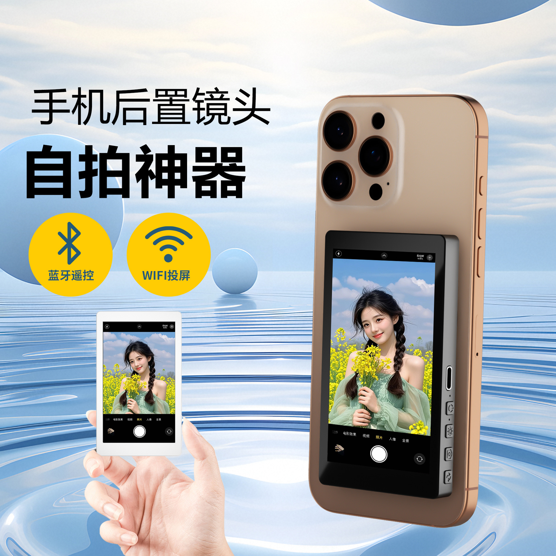 Máquina de fotos selfie de absorción magnética para proyector de pantalla de teléfono móvil Ancla en vivo cámara trasera de viaje Selfie dispositivo de pantalla de teléfono móvil