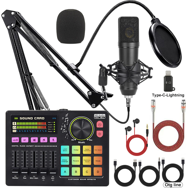 BM800 micrófono micrófono 48V teléfono celular tarjeta de sonido inglés computadora usb equipo de podcast set auriculares image 13