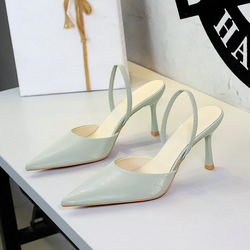 9727 European and American fashion socialite high heels, women's pointed shallow mouth, simple back hollow, back strap, not tiring feet, slim heel sandals
