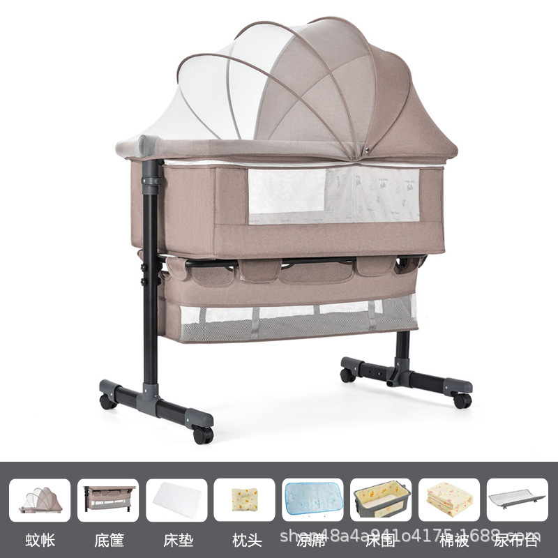 Cama multifuncional para recién nacidos, cama grande, cama para bebés, cuna plegable, elevación móvil y portátil image 14