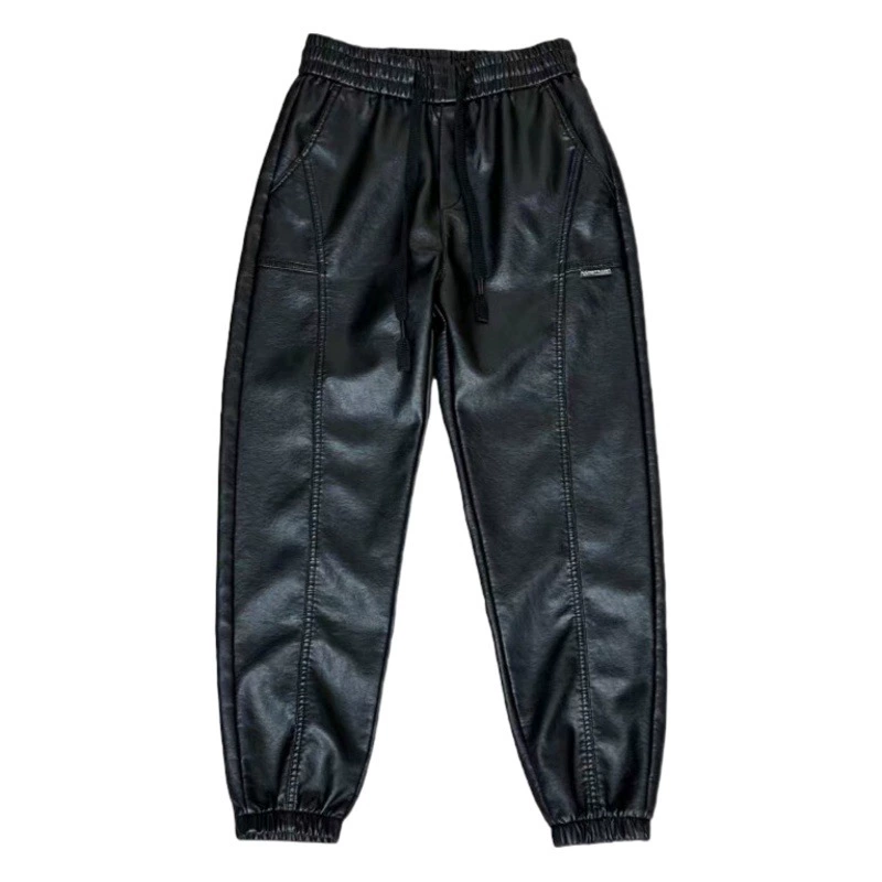 Плюшевые толстые кожаные брюки для мужчин рыцарь на вынос, штаны для ног, осенние и зимние мотоциклетные ветрозащитные теплые повседневные брюки для мужчин