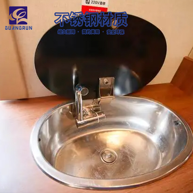 Ventas directas de fábrica Cocina y baño Guangrun Acero inoxidable de alta calidad con tapa de vidrio RV GR-518A de fregadero de yate