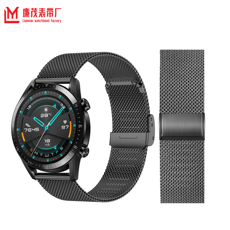 适用华为DW苹果表带apple iWatch8/SE华为不锈钢表带06线网带表链