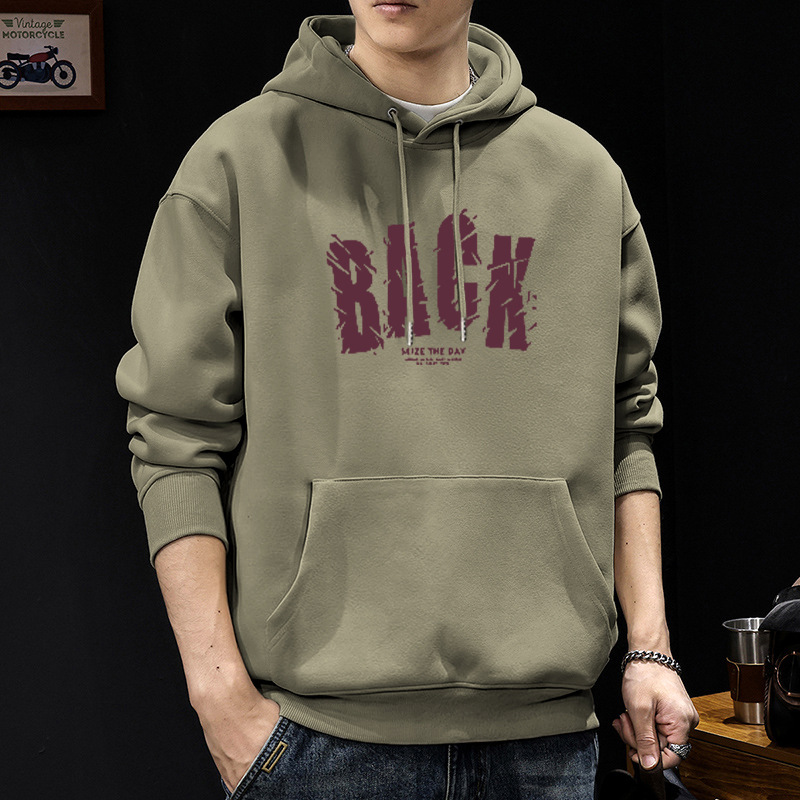 Peso pesado chaqueta encapuchada hombre encapuchado otoño y invierno letra impresa chaqueta casual chaqueta de moda adolescente hombre grueso