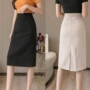 春夏直筒后开叉中长半身裙