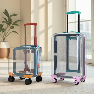 Leaf King Transparent Pc Scratch-Resistant Wear-Resistant Trolley Case Luggage 20inch Adult Carry-On Travel Transparent Suitcase