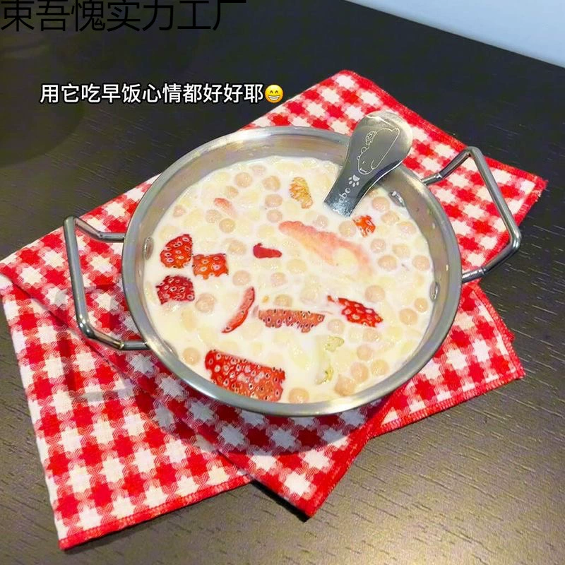 [Хороший товар по низкой цене] Супер милый миска с двумя ушками + ложка кассаба, корейская рисовая миска, нержавеющая сталь, миска для закусок